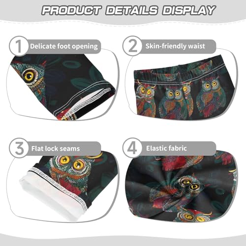 ALAZA Girls' Leggings Children's Yoga Pants Skinny Printed Dance Ethnic Owl Comfortable 4T2