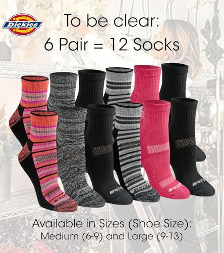 Image of Dickies Women's Dri-tech Moisture Wicking Quarter Socks (6 & 12 Pairs)