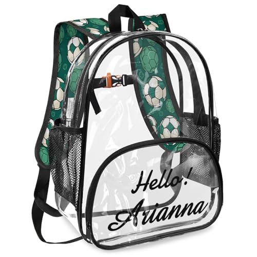 Football Personalized Small Clear Backpack Heavy Duty for Stadium Approved Custom Sport Football Pattern PVC Transparent Backpack with Name See Through Bag for Concerts2
