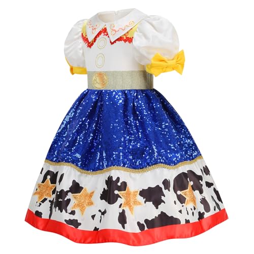 Disfraz de vaquera para niña con vestido de lentejuelas y sombrero miniatura 4