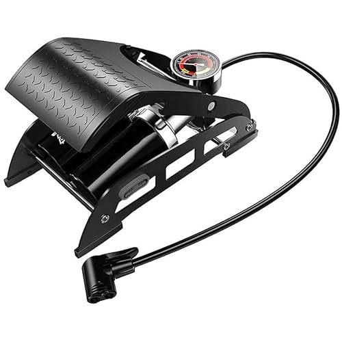 Feiyx ダブルシリンダーフットエアポンプ、精密圧力計付き自転車フロアポンプ、高圧ペダルインフレーター付き、追加のバルブとロードバイク用ガスニードル。