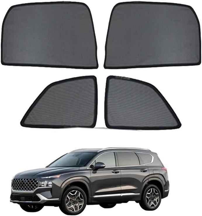Car Sun Shade Side Window Shade for Santafe TM 2019-2023 Baby UV Protection Magnetic Curtain Sunshade Auto Accessories Foldable(Rear+Triangular Window 4pcs)