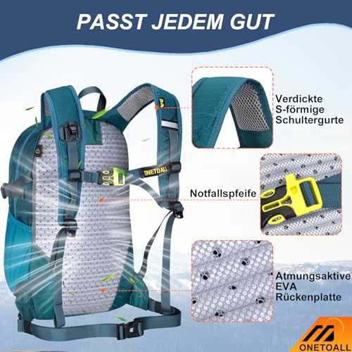 ONETOALL Wanderrucksack Damen 20L, Diebstahlsicherer Tagesrucksack Damen, Wasserdichter Fahrrad Rucksack mit Rückenbelüftung zum Wandern… – Ansicht 3