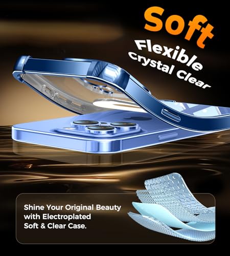 Image of Soft Case for iPhone 15 Pro with 360 Rotating Magnetic Stand, Compatible with Mag-Safe, 4X MIL-Drop Protection, Lightweight Glossy Anti-Yellowing Clear Back Phone Cover for iPhone 15 Pro 6.1 inch, Blue