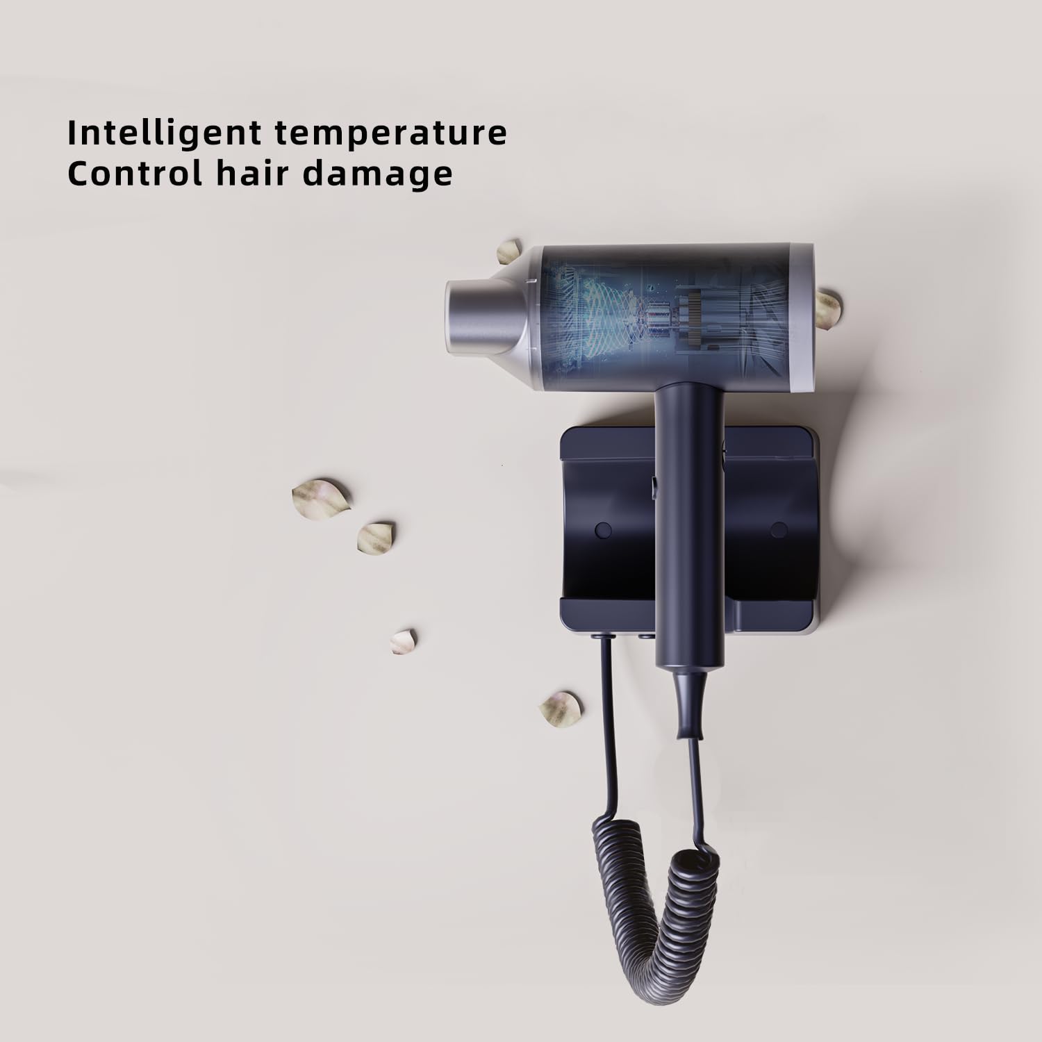 Potente Secador de Pelo de Pared 1875W con Interruptor de Seguridad,Elegante Secador de Cabello de Pared con Soporte para Baño,Hotel y Hogar (negro)