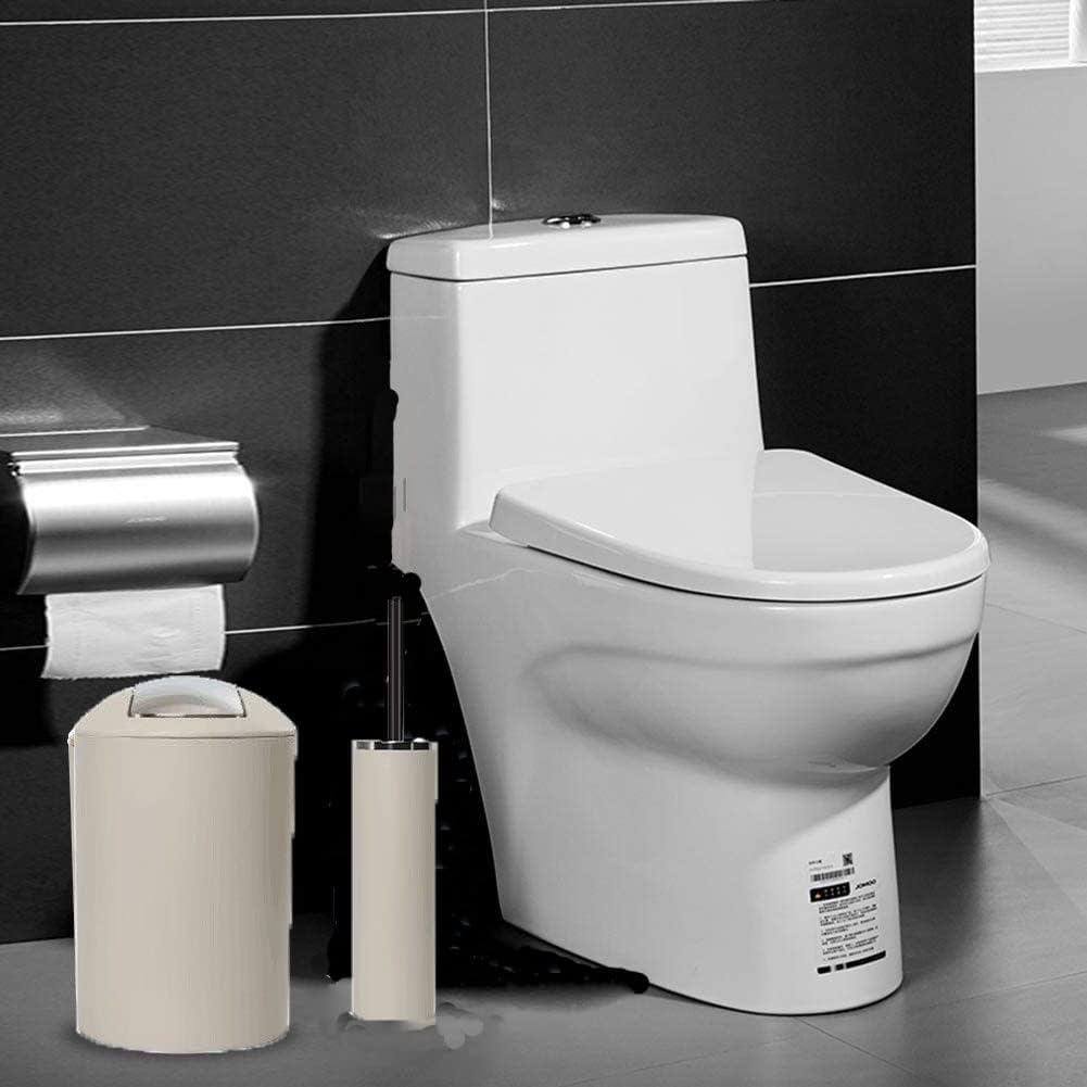 Zalati - Set di 6 accessori per bagno - Flacone per lozione, porta spazzolino, bicchiere per denti, vassoio per sapone, spazzolino per WC, pattumiera - Beige
