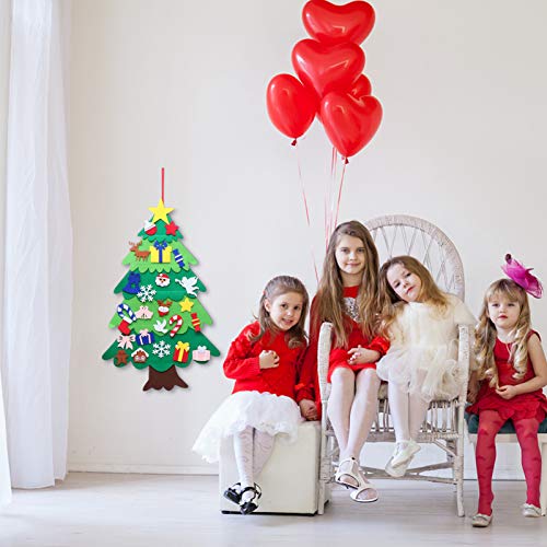 GARNECK Árvore de Natal de feltro para crianças feita à mão árvore de Natal com ornamento, presente
