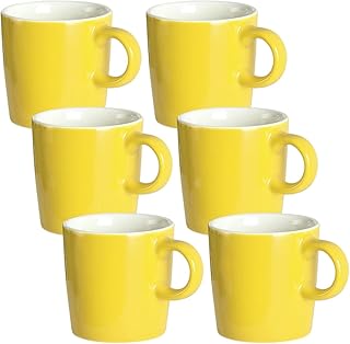 homEdge Mini Procelain - Juego de 6 tazas de café de cerámica de 120 ml para espresso, té, color amarillo