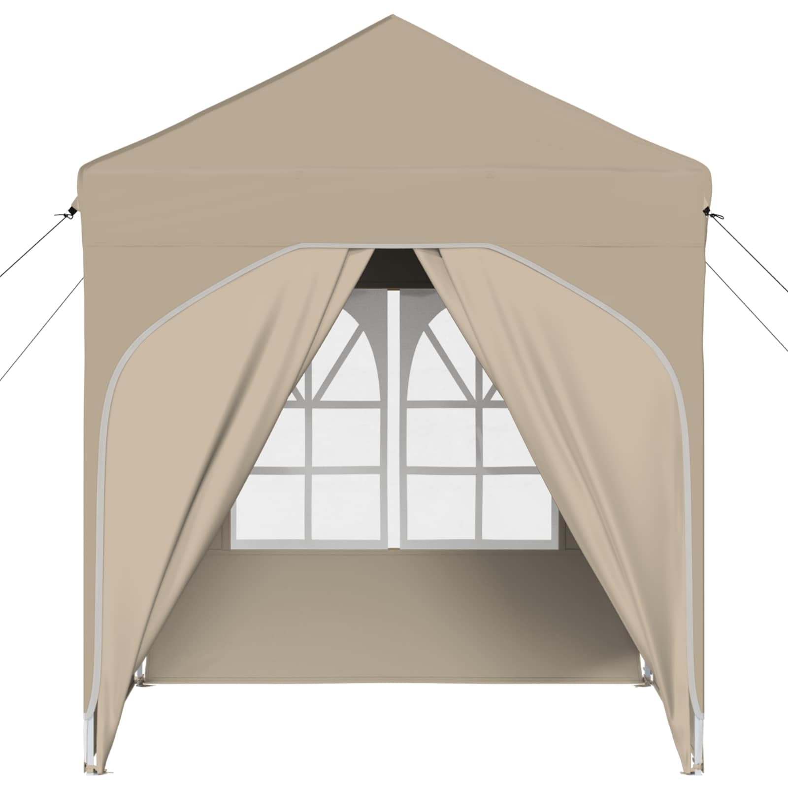 Pop-up Partyzelt 192 x 192 x 245 cm Creme mit 4 Seitenwänden höhenverstellbar für Garten Terrasse Balkon Outdoor Schutz bei Sommerfesten und Freizeitaktivitäten