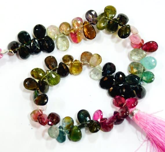 Tourmaline multicolore naturelle perles briolettes haut de gamme pour création bijoux fins