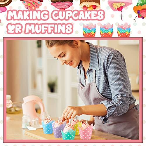 Tessco 210 Pcs Polka Dots Tulip Cupcake Liners Colorful Cupcake Paper Wrappers Muffin Liners Baking Cups For Party Festive Wedding Birthday Occasion, Standard Size #TOP4
