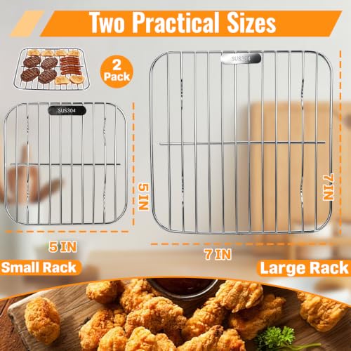 2 Piezas Estante para Freidora Compatible con Ninja Crispi AS101/FN100/FN101 | Ajuste para Modelos FN090, FN091, FN100, FN101, FN103, para Contenedores de 2.5QT, 4QT y 6-Cup, Material SUS 304, Lavable en Lavavajillas miniatura 2