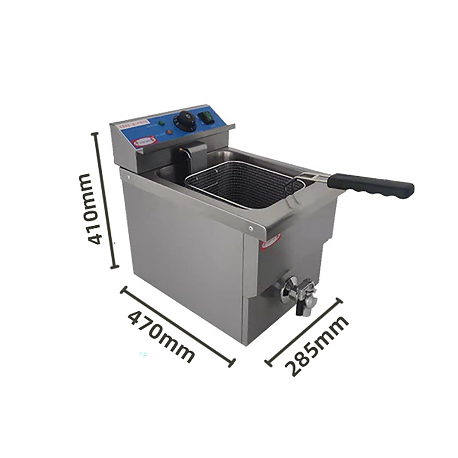 Friggitrice Elettrica da Banco Commerciale in Acciaio Inossidabile con Cestello E Coperchio per Patatine Fritte, Pollo, Ciambelle E Altro, Facile da Pulire (B 12L)
