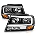 AmeriLite for 1999-2004 Jeep Grand Cherokee LED Light Bar Clear Black Replacement Headlights Set - Driver and Passenger Side