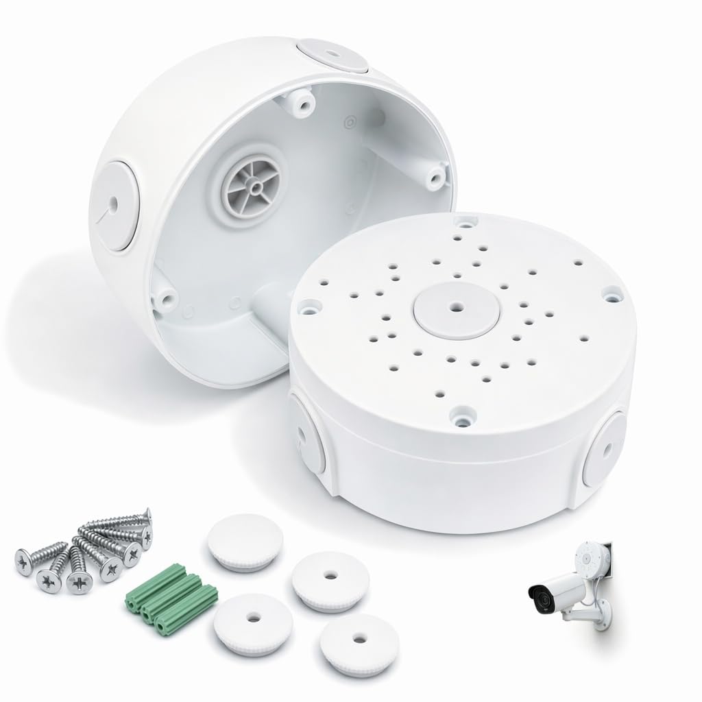 4 Pcs Camera Junction Boxs, 12×12×5.4cm Junction Box with Screws(White)