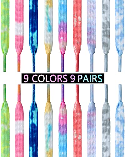 Whqxfdz 9 Pairs Tie Dye Shoelaces Gradient Colors Shoe Laces In For Tie Dye Sports Shoes Boots Sneakers Skates(46Inch) #TOP3
