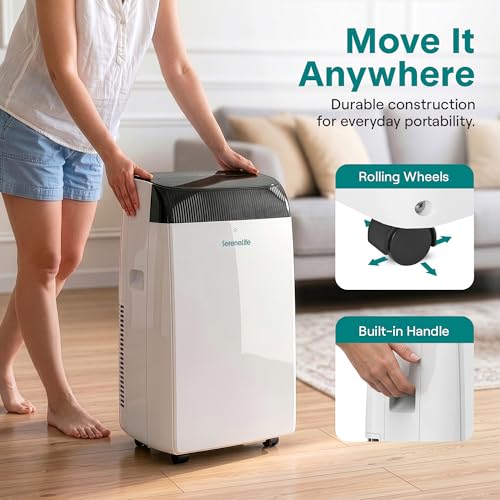Image of SereneLife 12,000 BTU Portable Air Conditioner with Dehumidifier, Heat, & Fan | Wi-Fi Enabled Portable AC Unit for Wide Area Climate Control | Compact Standing Air Conditioner with Window Kit