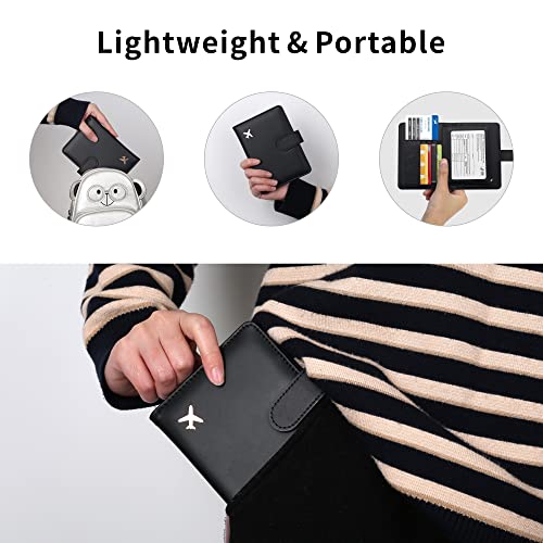 Deziliao Passport And Vaccine Card Holder Combo, Pu Leather Passport Holder With Vaccine Card Slot, Passport Wallet For Men And Women (Black-Fly) #TOP3