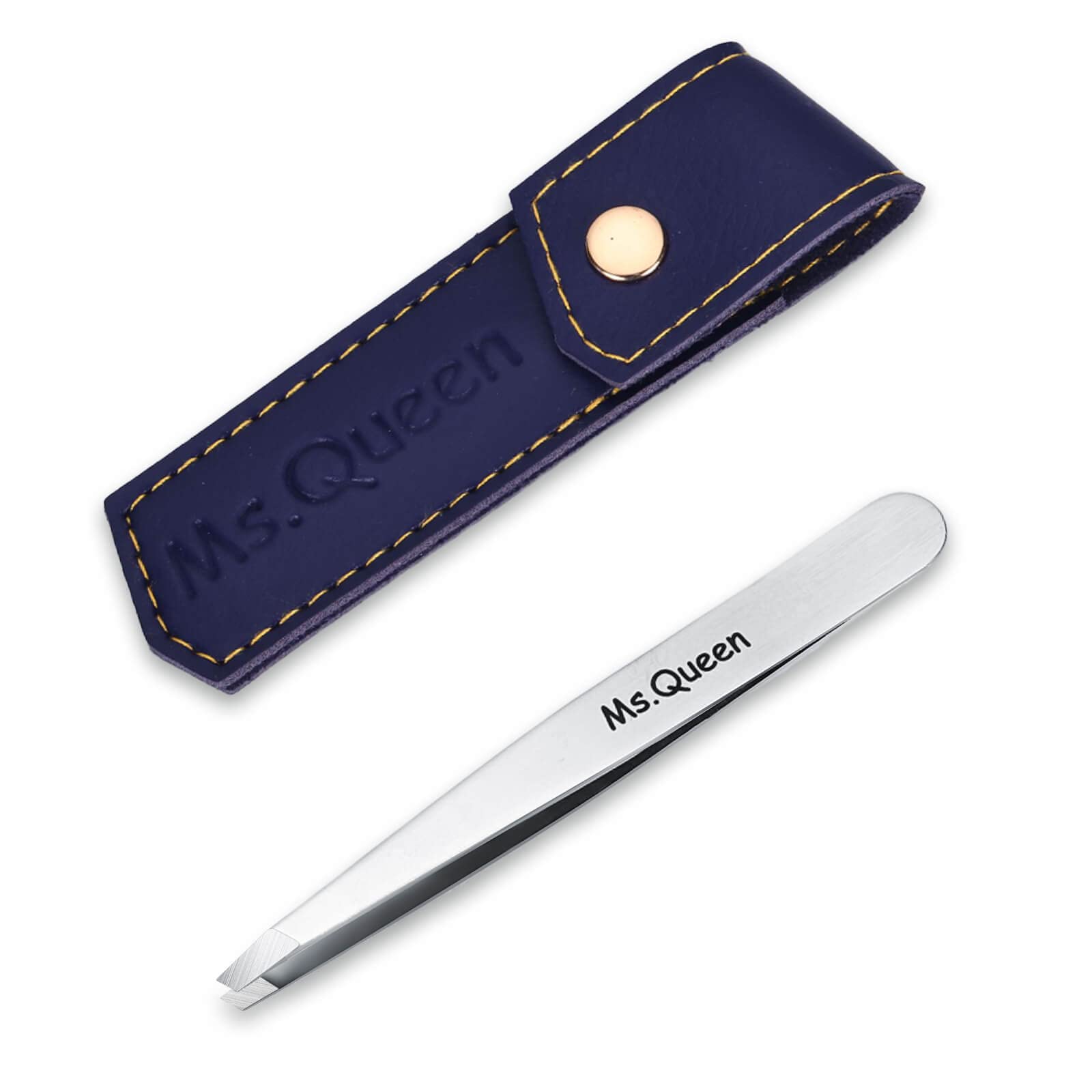 Ms.QueenTweezers for Women,Slant Pointed Precision Tweezers for Eyebrow Shaping,Body and Facial Hair Removal Tweezers,Best Tweezers for Men and Women (Slant Tweezers)