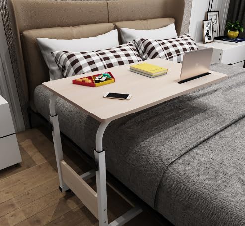 ベッドサイドテーブルサイドテーブルコンピュータベッドスライドデスク看護テーブル看護ブラケットキャスター付きモバイル多目的補助テーブル怠惰な調節可能な昇降可動ベッドサイドテーブルサイド小さなテーブル (ログの色 - 右,80*50cm)