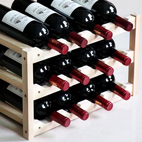 Soporte para botellas de vino de madera con 3 estantes miniatura 4