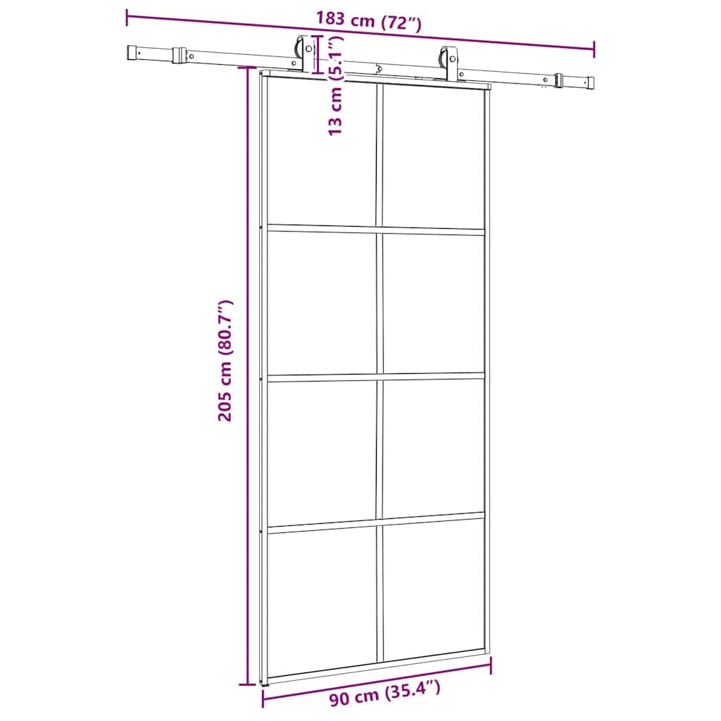 vidaXL Puerta corredera con set herrajes negro 90x205 cm vidrio ESG
