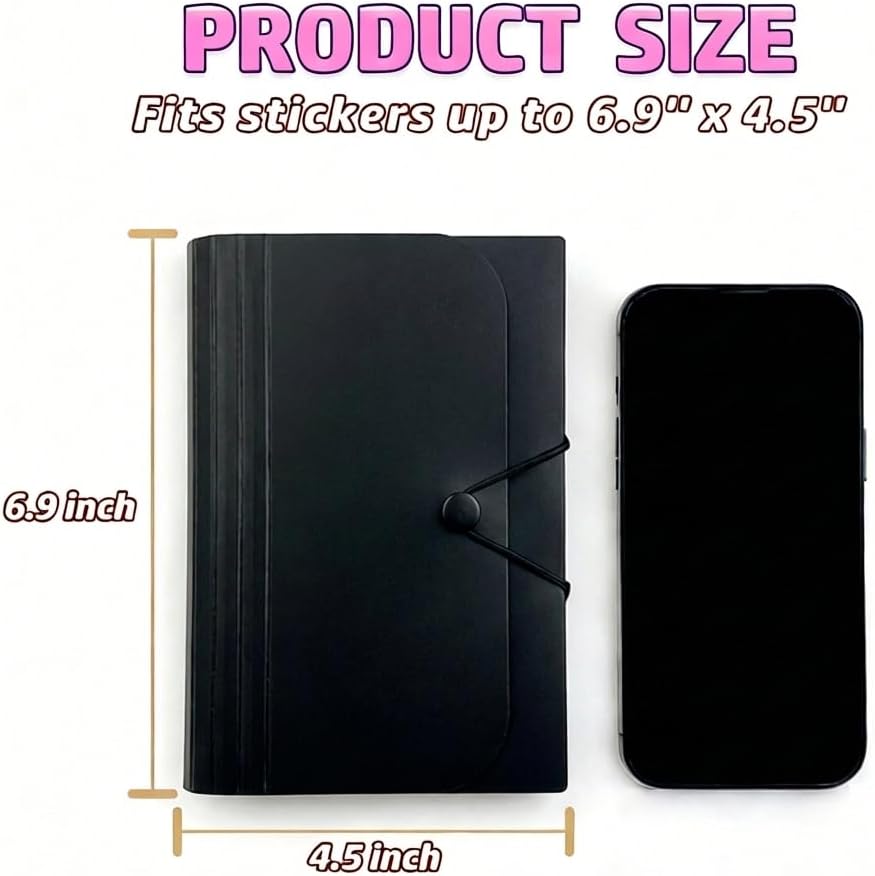 Sticker Storage Organizer with 7 Expandable Pockets, A6 Multi-Layer Desktop Sticker Binder for Scrapbook Essentials and Journal Organizer, Large Capacity for Thick Sticker Album, Washi Tape(Black) image 2