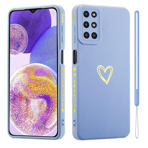 Jeelar ESONG Coque pour OnePlus 8T,avec Motif Coeur d'amour Doré Mignon/dragonne,Belle Case pour Femme/Fille,Ultra Fine Housse en Silicone Souple Fantaisie TPU Etui-Bleu