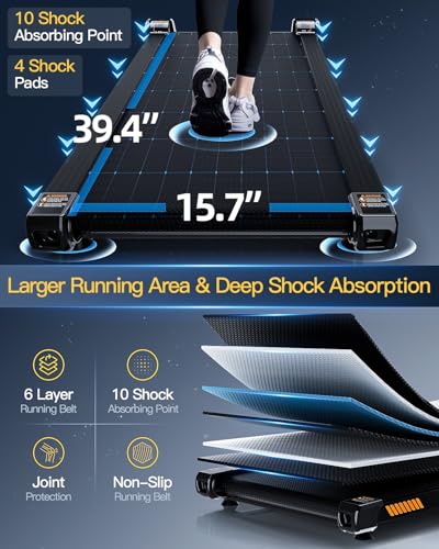 Image of Akluer 13% 6-Level Walking Pad with Auto Incline - Treadmill with Auto Incline and Remote Control, 330Lbs Capacity Portable Under Desk Treadmill for Home Office, LED Display