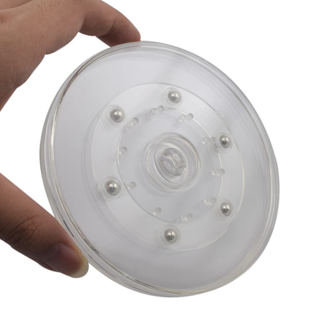 Paquete de 1 plato giratorio de acrílico Lazy Susans de 5 pulgadas, bandejas giratorias redondas con rodamientos de bolas de acero para organizador de especias, decoración de pasteles y otros 3