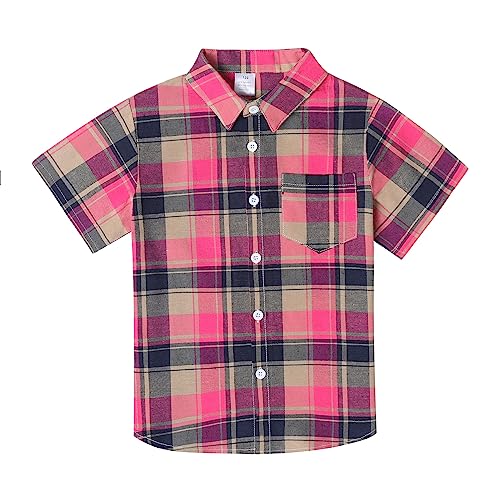 Ilover Plaid Casual Boys' Short Sleeve Woven Shirt Button Down Shirts 9-10 Years #TOP2