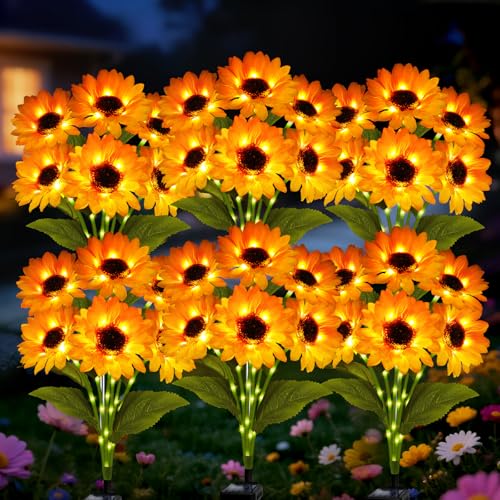 Solar Sunflower Lights 6 Pack - Outdoor Garden Stake Lights