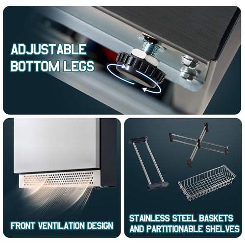 Image of Albott 24 Inch Under Counter Drawer Fridge, Dual-Zone Beverage Refrigerator | Stainless Steel Design, LED Touch Control, Adjustable Storage, Frost-Free, Low Noise, 34℉-68℉, -0.4℉ to 32℉