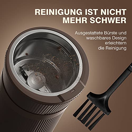 Kaffeemühle Elektrische, 200W Tragbare Waschbare Elektrische Kaffeebohnen und Gewürzmühle mit Edelstahlklingen und… – Bild 6