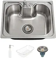 Pingoo.Casa, Cuba Para Cozinha Com Acessórios, 40x50x13 cm, Gourmet, Com Borracha Anti-ruído, Aço Inox Escovado, Inclui Cesto Escorredor, Dosador De Detergente 300ml, Válvula De Escoamento