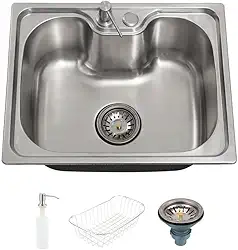 Pingoo.Casa, Cuba Para Cozinha Com Acessórios, 40x50x13 cm, Gourmet, Com Borracha Anti-ruído, Aço Inox Escovado, Inclui Cesto Escorredor, Dosador De Detergente 300ml, Válvula De Escoamento