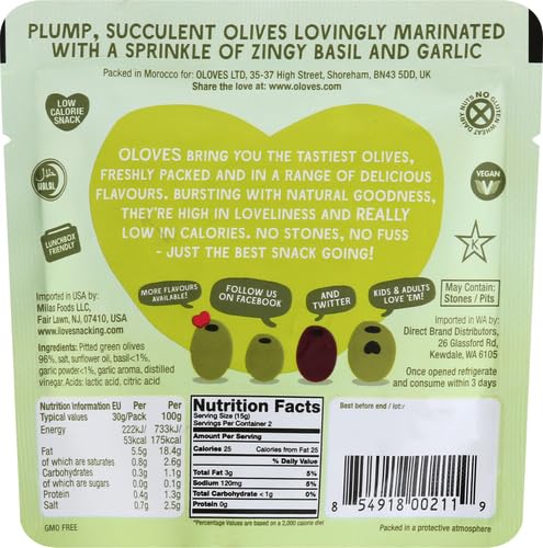 Miniatura 3 de OLOVES Albahaca verde aceituna y ajo de una sola porción, 1.1 oz (paquete de 10)