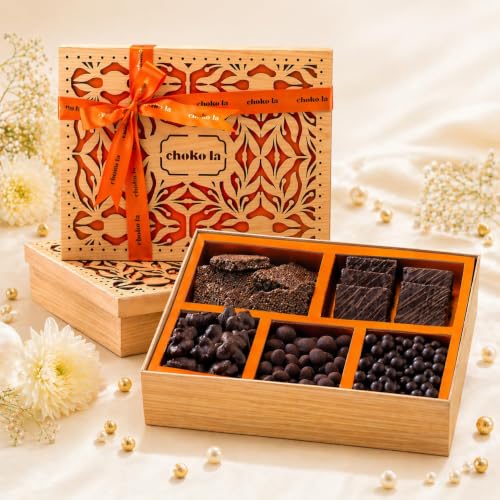Image of Chokola Regalia Chocolate Gift Hamper | Assorted Milk & Dark Chocolate Dragees and Chocolates | Premium Chocolate Gift Box For Valentine & Festivals