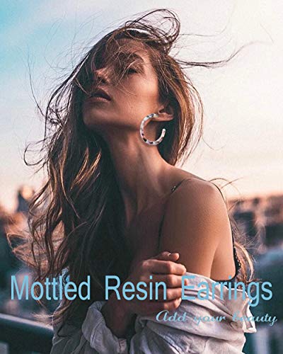 Subiceto 8 Pairs Acrylic Hoop Earrings For Women Girl Polygonal Tortoiseshell Earrings Set Bohemian Statement Mottled Resin Earrings Fashion Jewelry #TOP4