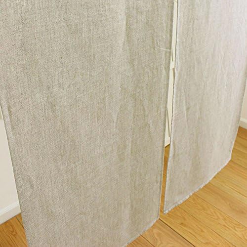 Miniatura 7 de Sunnyday - Cortina de tela de lino 100% para puerta (33.5 pulgadas de ancho x 66.9 pulgadas de alto), tapiz noren japonés, beige gris, para