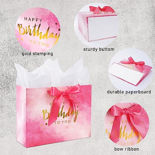 Nihuecne-13-Large-Birthday-Gift-Bag-with-Card-and-Tissue-Paper-Big-Pink-and-Gold-Birthday-Wrap-Paper-Gift-Bag-with-Satin-Ribbon-Handles-for-Girls-and-Womens-Birthday-Party