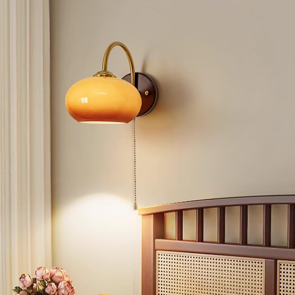 Szklana lampa ścienna styl vintage lampka nocna kreatywna lampa wspornikowa dekoracyjna lampa ścienna do sypialni, przedpokoju