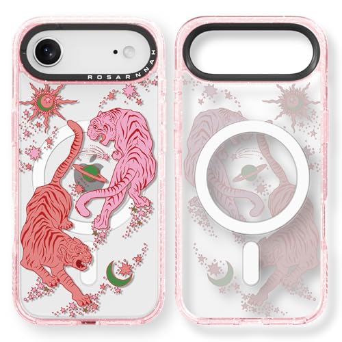 Coque iPhone Air antichoc réglant les chutes de 2m en silicone rose Magsafe tigre