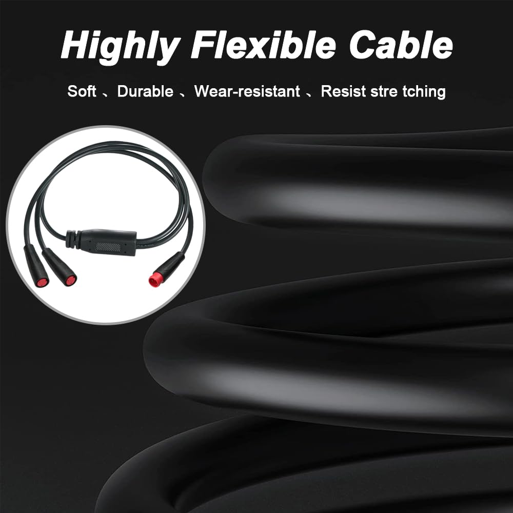 Ebike 2Pin Y-Splitter Extension Cable, wodoodporny męski na podwójny żeński przewód rowerowy 1 do 2 elctric do oświetlenia rowerowego, czujnik biegów i hamulec w zestawie