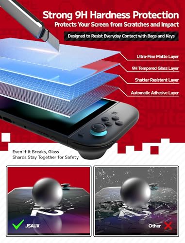 Image of JSAUX 2-Pack Anti-Glare Screen Protector for Nintendo Switch 2, Matte Tempered Glass Protector Easy to Install with Guiding Frame 9H Hardness Scratch Resistant Accessories for Switch2