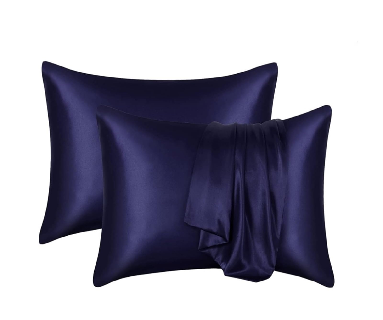 Silky Pillow Covers, Silk Pillowcase Decorative Multicolor 51x66-76cm(Deep Blue,1PCx51x66cm(20x26in))