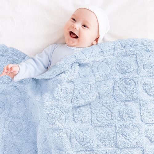 Image of Yurhap Heart Baby Blanket, Love Plush Fleece Baby Blankets for Boys Girls | Soft Sherpa Baby Girl Blanket for Infant Toddler Newborn Gift, Fluffy Baby Essentials, For Crib Stroller, 30 inchx40 inch