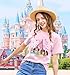 KIDDAD Magical Shirts for Women: Princess Shirt Magic Kingdom T Shirt Funny Family Vacation Tee Casual Holiday Tee Tops Pink