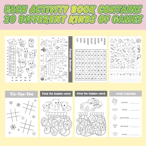 Hungdao 144 Pcs Mini Activity Books for Boys and Girls, Fun and Games, Challenging Activities Include Mazes, Word Scramble and More Bulk Gifts for Students Party Classroom Goodie Bag Stuffers