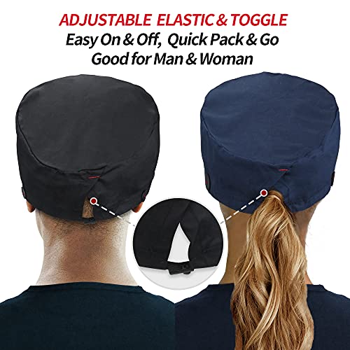 Image of Working Caps with Button and Sweatband, Adjustable Working Hats for Women Men, One Size(Tie Back or Toggle)